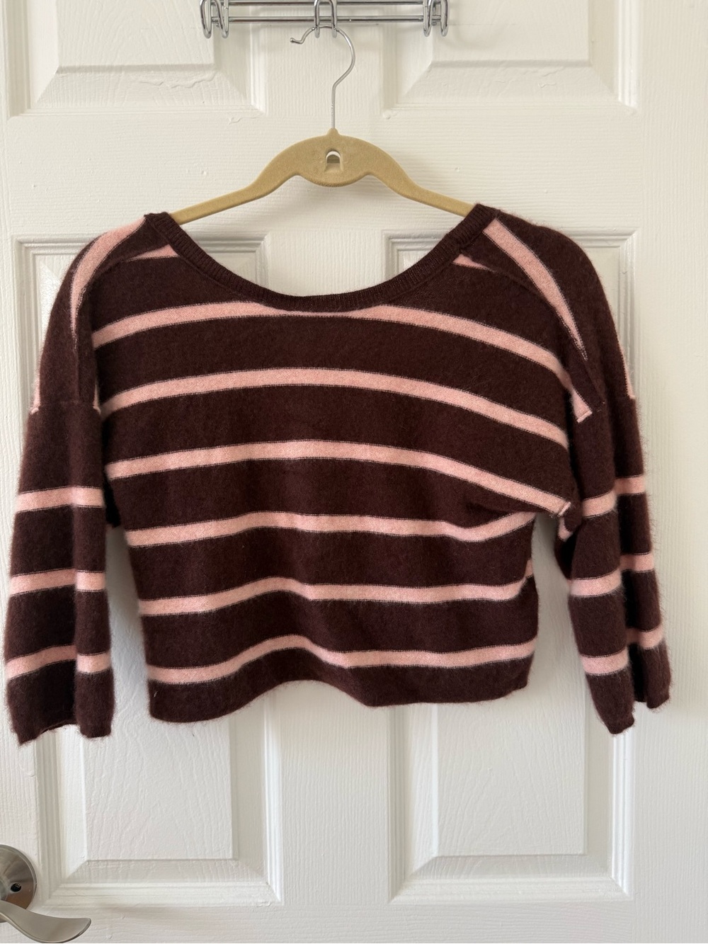 Anthropologie Pilcro Brown and Pink Striped Scoop-Neck Sweater